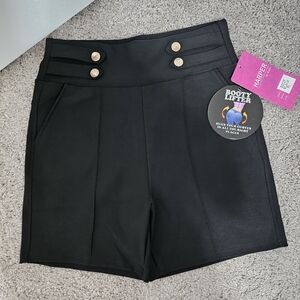 Harper by Block High Waist Pull-on Black Shorts, Size PL Petite Large, New w/Tag